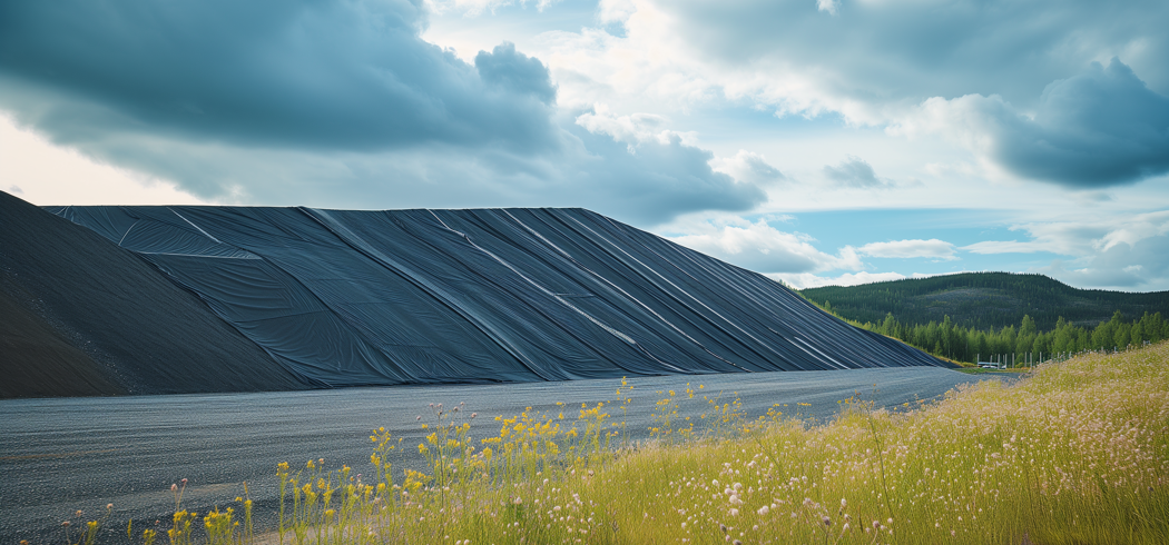 Sealeco 59620 A Big Hill Being Covered By Big EPDM Panels On A 5F9b9aaa E57a 43Ab Aafc 47B02abe826e